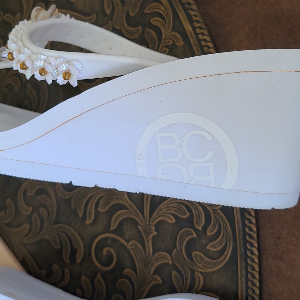BCBG White Wedge Sandal - Picture 8 of 8
